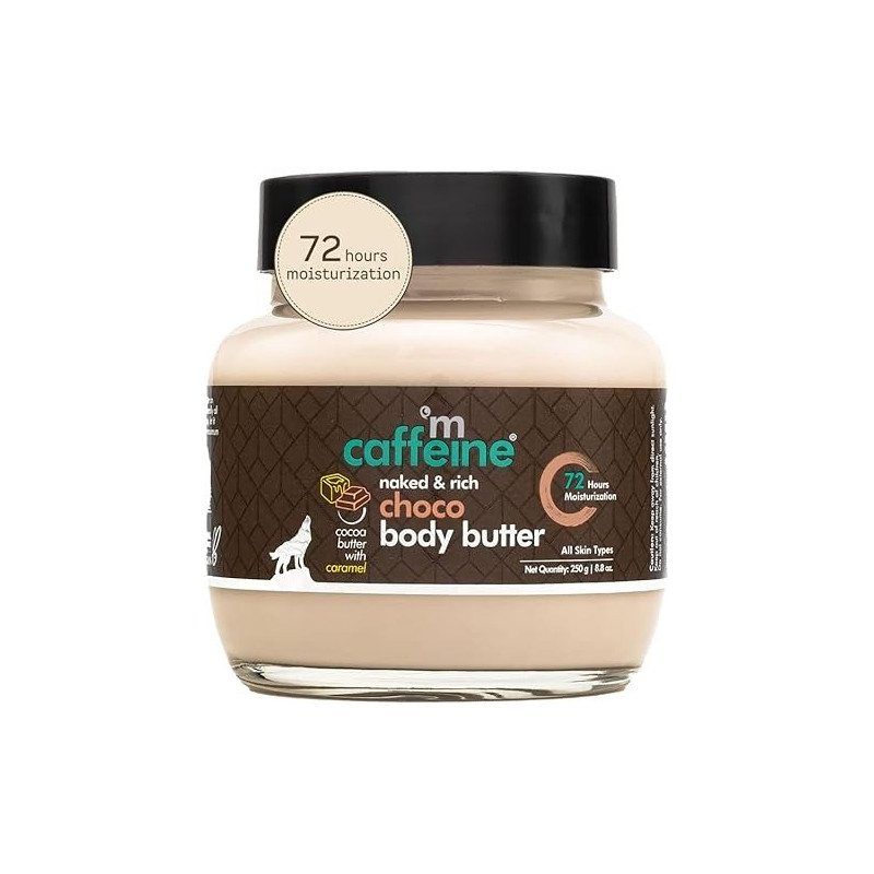 Mcaffeine Choco Body Butter For 72Hrs Intense Moisturization, Body Moisturizer For Women And Men, Reduces Stretch Marks And Heals Dry Skin, Non Sticky Moisturizer For All Skin Types, 250Gm