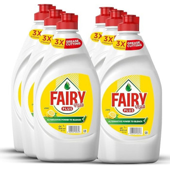 Fairy Plus Lemon Dishwashing Liquid Soap, Mega Box, Pack Of 6, 6 x 600 Ml
