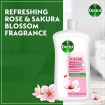 Dettol Skincare Handwash Liquid Soap Refill Rose And Sakura Blossom Fragrance, 1 Litre