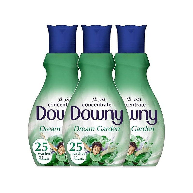 Downy Concentrate Fabric Softener, Dream Garden Scent, Long Lasting Freshness, Fabric And Wrinkle Protector, Pack Of 2 Plus 1 x 1 Liter