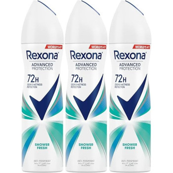 Rexona Women Antiperspirant Deodorant Spray, 72 Hour Sweat And Odor Protection, Shower Fresh, With Motionsense Technology, 3 x 200 Ml