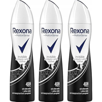 Rexona Womens Deodorant Spray Invisible On Black Plus White Clothes, 150 Ml, 3 Pack