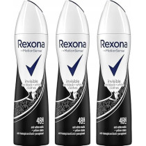 Rexona Womens Deodorant Spray Invisible On Black Plus White Clothes, 150 Ml, 3 Pack