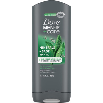 Dove Reviving Minerals And Sage Body And Face Wash With 24 Hour Nourishing Micromoisture Technology Body Wash For Men, 400 Ml