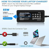 Givehooy 65W, Laptop Charger For HP, Pavilion DV7 DV6 DV5 DV4 DM4 Pavilion G4 G6 G7 M6 G60 G61 G70 G72, Elitebook G1 G2 740 750 840 850 2540p 2560p 8460p 8560p, Power Supply