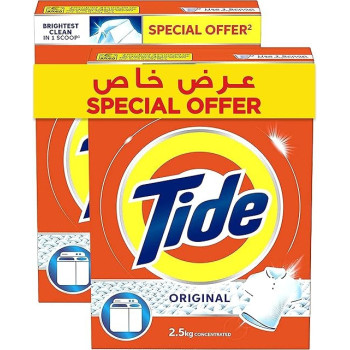 Tide Semi Automatic Laundry Detergent Powder, Original Scent, Stain Free Clean Laundry, Washing, 2.5 Kg, Dual Pack