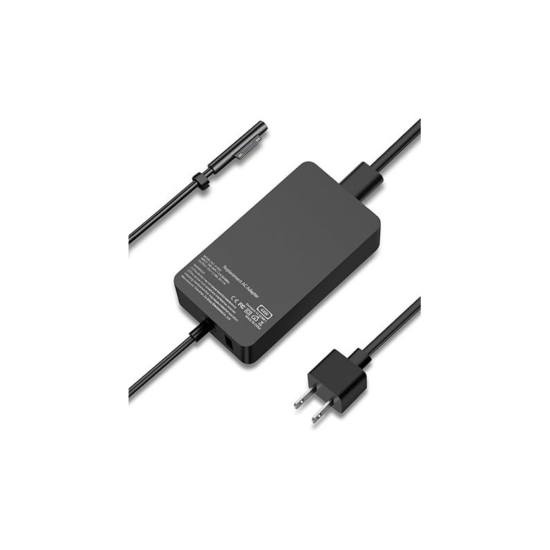 Zeshuo Surface Charger, 44W, 15V, 2.58A, Power Supply Ac Adapter Charger For Microsoft Surface Pro 3/4/5/6/7, Surface Laptop 3/2/1, Surface Go/Book, With 6Ft Power Cord