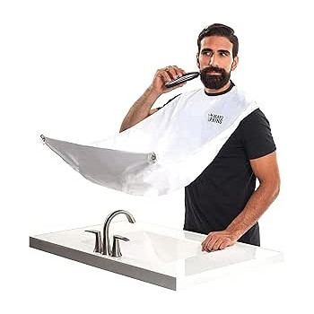 Beard King The Official Beard Bib Hair Clippings Catcher And Grooming Cape Apron, White