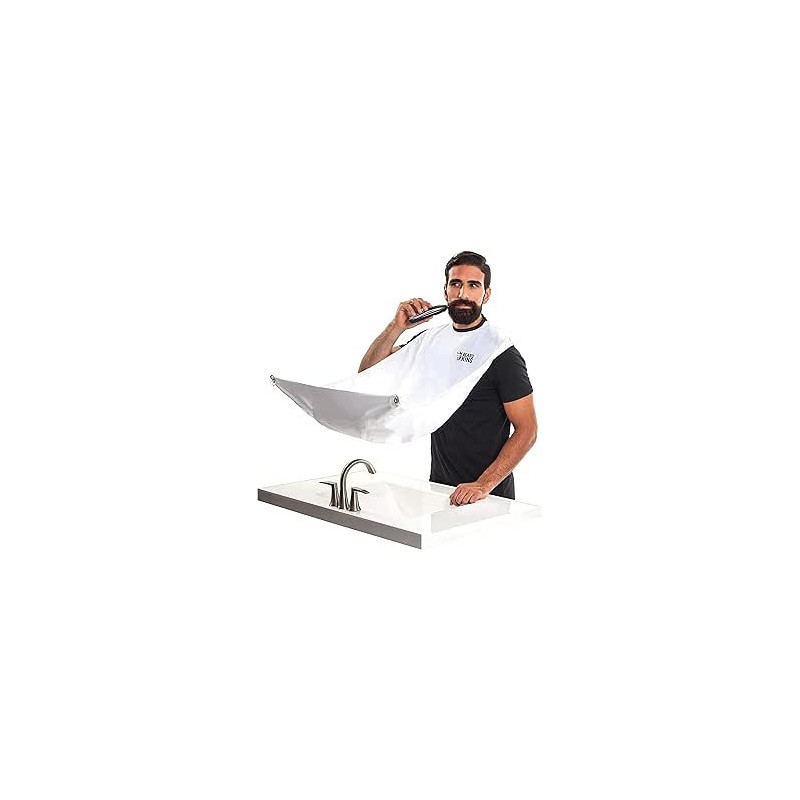 Beard King The Official Beard Bib Hair Clippings Catcher And Grooming Cape Apron, White