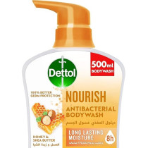 Dettol Nourish Showergel And Bodywash, Honey And Shea Butter Fragrance For Effective Germ Protection And Personal Hygiene, 500ml