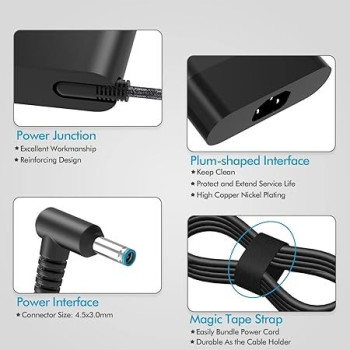 Slim 200W, 10.3A AC Charger Fit For HP Omen 15, 17, 15t, 17t, Zbook 15, 17 Pavilion Gaming 15, 17, Envy 15, 2020, L00818-850, TPN-DA10, TPN-LA21, L73385-001, L00895-003, ADP-200HB B Laptop Power Supply Cord, Black