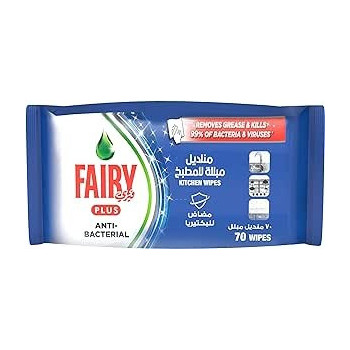 Fairy Kitchen Wipes With Alternative Power To Bleach For Dishes And Kitchen Surfaces, Antibacterial, 70 Wipes
