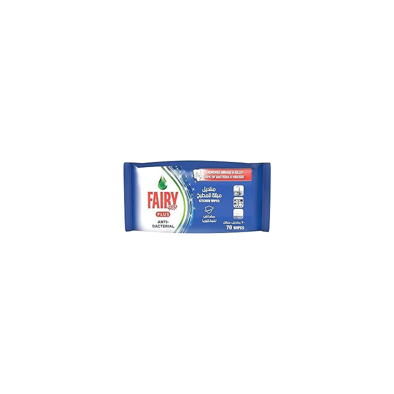 Fairy Kitchen Wipes With Alternative Power To Bleach For Dishes And Kitchen Surfaces, Antibacterial, 70 Wipes