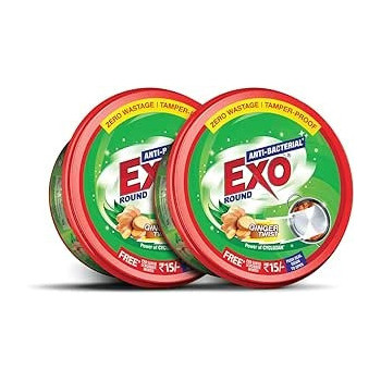 Exo Round Dishwash Bar 700 G Set Of 2 With Exo Super Scrubber Free Complete Dishwashing Solution With Anti-Bacterial Efficacy And Goodness Of Ginger Remove Tough Grime Stains With Ease
