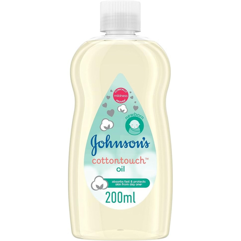 Johnsons Baby Clinically Proven Mildness Cotton Touch Baby Oil, 200ml, Gentle Hypoallergenic Newborn Baby Oil