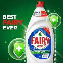 Fairy Plus Antibacterial Dishwashing Liquid Soap With Alternative Power To Bleach, Pack Of 2 x 600 Ml