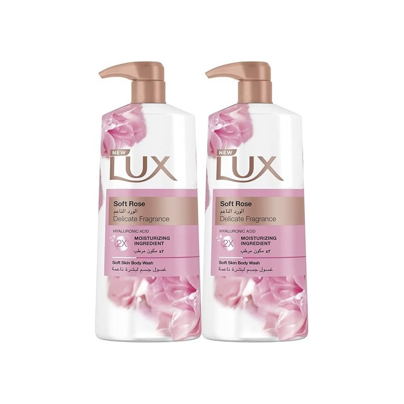 Lux Moisturising Body Wash Soft Rose For All Skin Types, 700ml, Pack Of 2