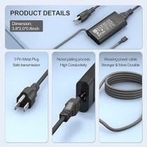 Roayewey New Slim 65W HP Laptop Charger USB C Chromebook Charger For HP Spectre X360 14 2 In 1,Elitebook x 360, Pavilion Envy Elite x 2 Fast Charging Type C Travel Laptop Power Adapter, Black