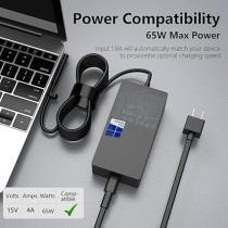 Oaomer Surface Pro Charger 65W Fit For Original Microsoft Surface Pro 9 8 7Plus 7 6 5 4 3 X Surface Laptop 6 5 4 3 2 1 Surface Go 1 2 3 Surface Book 3 2 1 1866 1796 1800 Laptop