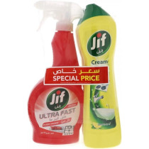 Jif Lemon Cream Cleaner 500 ml x 2 Pcs Plus Ultra Fast Cleaner Spray, 460ml