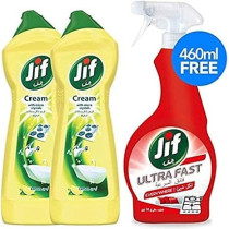 Jif Lemon Cream Cleaner 500 ml x 2 Pcs Plus Ultra Fast Cleaner Spray, 460ml