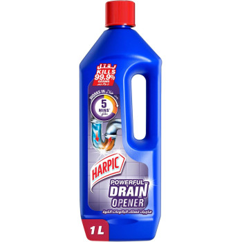 Harpic Powerful Drain Opener Gel For Bathroom, Basins, Toilet And Kitchen Drains, 1L