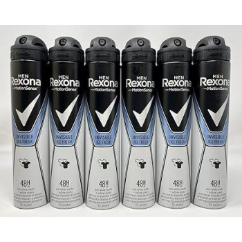 Rexona Invisible Deodorant Aerosol Antiperspirant For Men Ice 200 ml, Pack Of 6