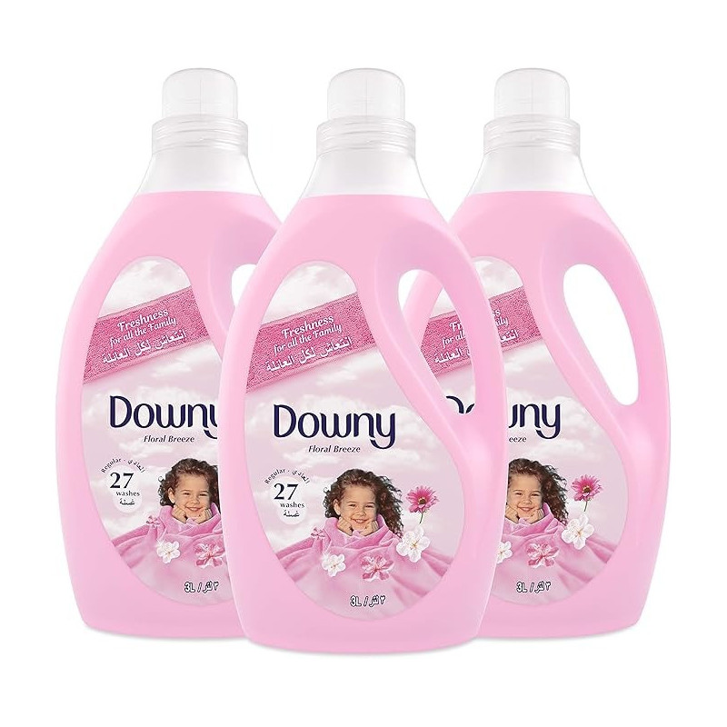 Downy Regular Fabric Softener For Clothes Floral Breeze Scent, 3 x 3L