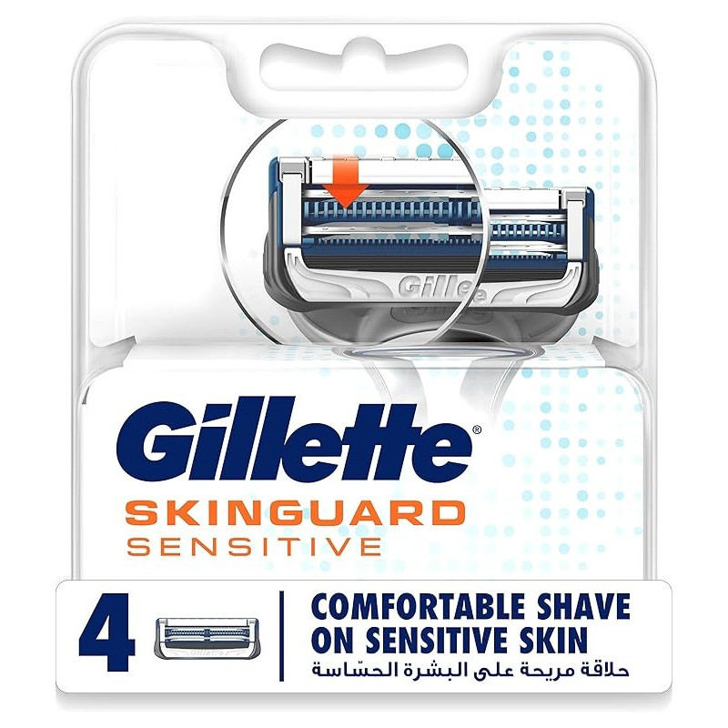 Gillette Skinguard Comfortable Shave On Sensitive Skin Blade Refills, 4 Count