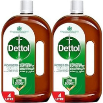 Dettol Antiseptic Antibacterial Disinfectant Liquid For Effective Germ Protection And Personal Hygiene, Used In Floor Cleaning, Bathing And Laundry, 4L, (Pack Of 2)