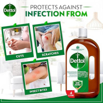 Dettol Antiseptic Antibacterial Disinfectant Liquid For Effective Germ Protection And Personal Hygiene, Used In Floor Cleaning, Bathing And Laundry, 4L, (Pack Of 2)