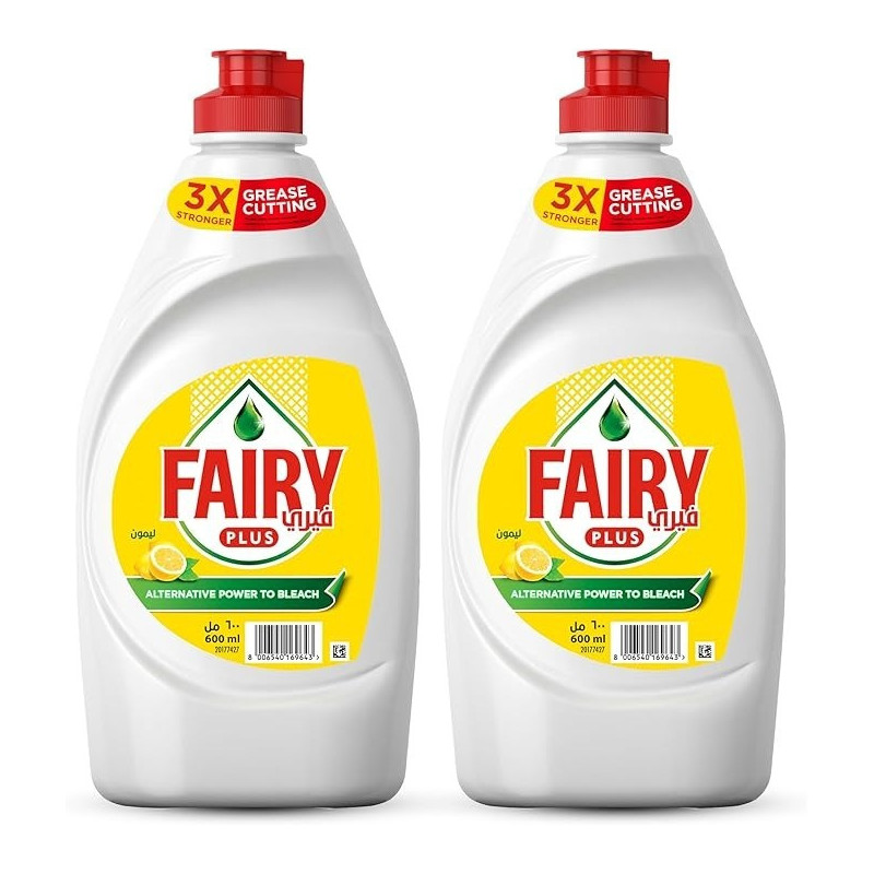 Fairy Ultra Lemon Dish Wash, Lemon Scent, 2x 600 Ml