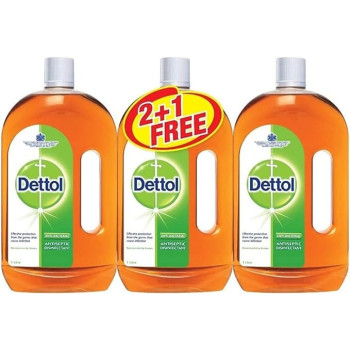 Dettol Antiseptic Disinfectant, Pack Of 3 Pieces, 3 x 1 Liter