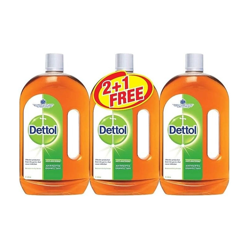 Dettol Antiseptic Disinfectant, Pack Of 3 Pieces, 3 x 1 Liter
