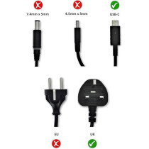 Dell 450-AHRK 130W USB C Charger For XPS 15 9575, Precision 5530 2-In-1, Black, K00F5