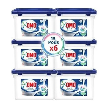 Omo 3-In-1 Laundry Capsules, Eucalyptus, 15 Pcs, Pack Of 6