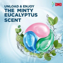 Omo 3-In-1 Laundry Capsules, Eucalyptus, 15 Pcs, Pack Of 6