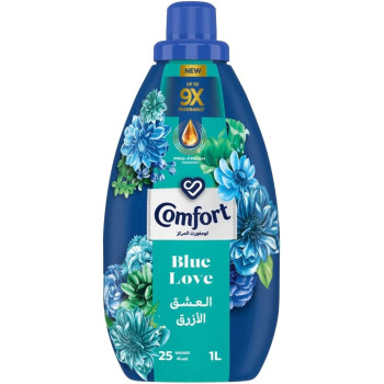 Comfort Concentrated Fabric Softener, Blue Love, With Pro Fresh Technology For Up To 9x Fragrance, 1L
