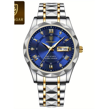 Poedagar Fashion Luxury Wristwatch, Luminous Stainless Steel Quartz Waterproof Man Watch