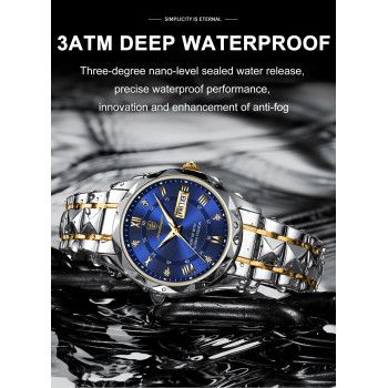 Poedagar Fashion Luxury Wristwatch, Luminous Stainless Steel Quartz Waterproof Man Watch