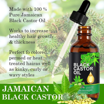 Ouhoe Jamaican Black Castor Oil For Eyelashes Eyebrows Essential Oil for Body Massage Hair Loss Prevention and Hair Growth - 60 ml