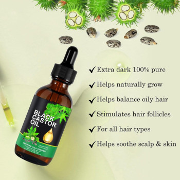 Ouhoe Jamaican Black Castor Oil For Eyelashes Eyebrows Essential Oil for Body Massage Hair Loss Prevention and Hair Growth - 60 ml