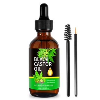 Ouhoe Jamaican Black Castor Oil For Eyelashes Eyebrows Essential Oil for Body Massage Hair Loss Prevention and Hair Growth - 60 ml