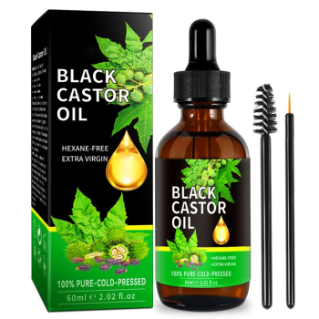 Ouhoe Jamaican Black Castor Oil For Eyelashes Eyebrows Essential Oil for Body Massage Hair Loss Prevention and Hair Growth - 60 ml