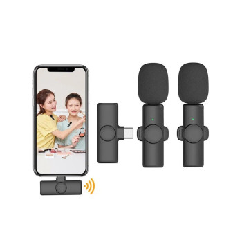 K9 2 in 1 Wireless Lavalier Microphone for Type-C Phone , USB-C Android Phone and iPhone Mini Mic for YouTube, TikTok Live Streaming, Gaming, Video Recording, Vlog with Auto Noise Reduction