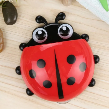 2Pcs Cute Ladybug Shape Toothpaste Toothbrush Holder, Toilet Bathroom Rack
