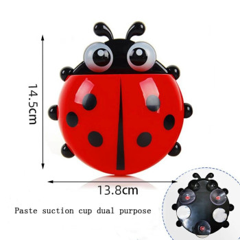 2Pcs Cute Ladybug Shape Toothpaste Toothbrush Holder, Toilet Bathroom Rack