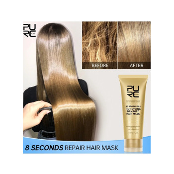 Purc 8 Seconds Hair Mask For Dyed Frizzy And Damaged Hair, Keratin Treatment Magic Hair Mask Smoothing Straightening Soft Repair Damaged Frizz Hair - 70g