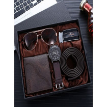 Men's Deluxe Gift Set - Watch, Wallet, Belt And Sunglasses - Stylish Accessories Collection and Perfect Birthday Gift Set