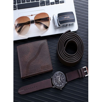 Men's Deluxe Gift Set - Watch, Wallet, Belt And Sunglasses - Stylish Accessories Collection and Perfect Birthday Gift Set